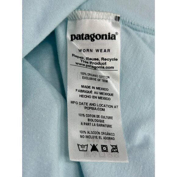 PATAGONIA Tank Top Sz M Blue Logo Graphic Print Organic Cotton Racerback Tank - Picture 4 of 9